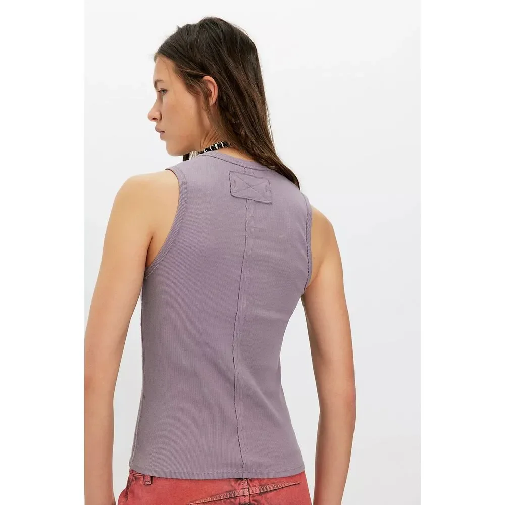 Free People X We The Free Neria V-Neck Tank Top purple dove Womens M NWOT